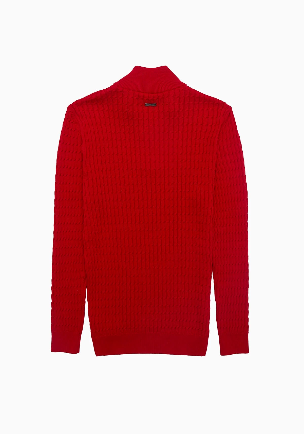 Saco Trenzado Half Zip Algodón Rojo